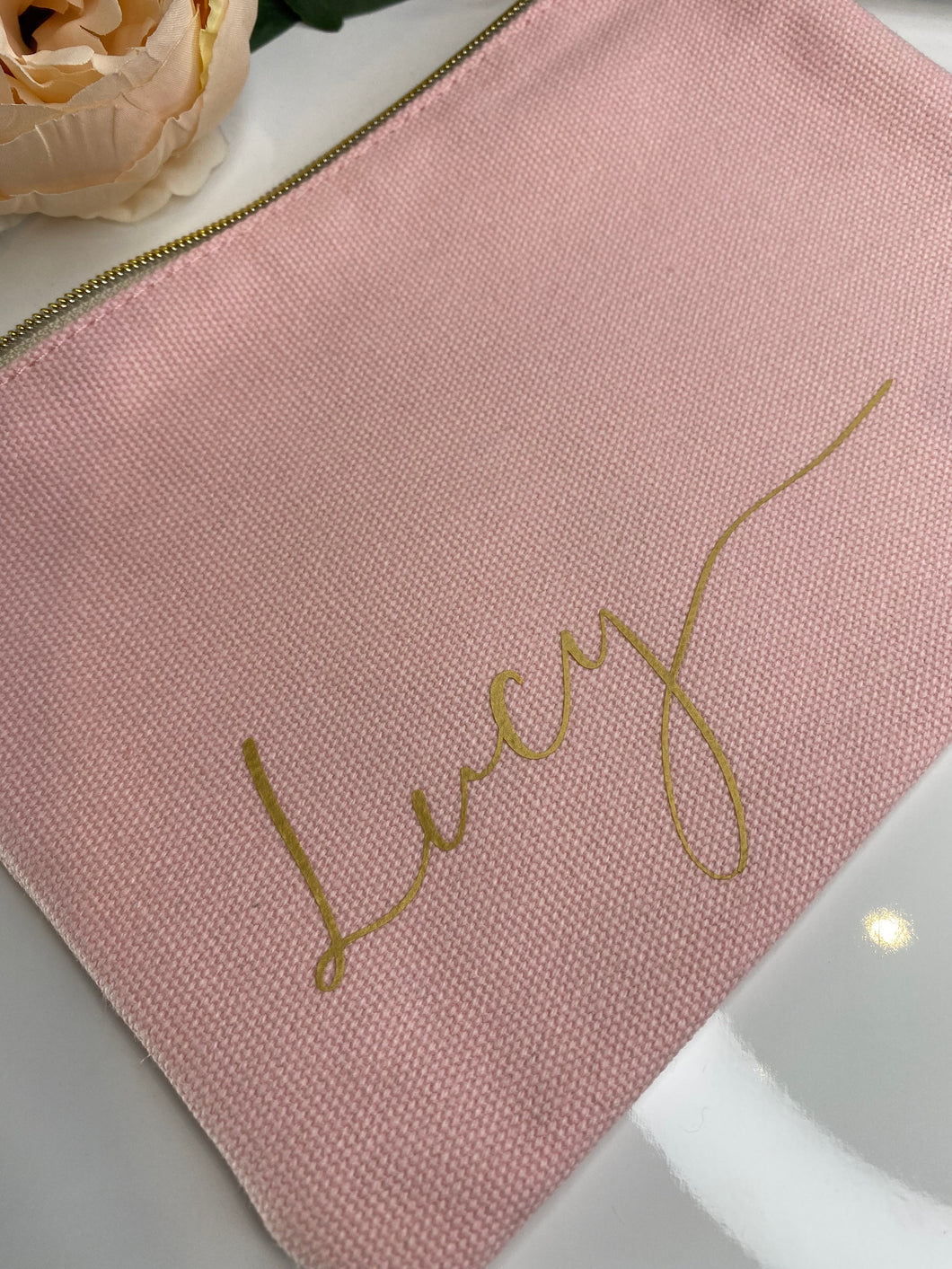 Personalised Cosmetic Pouch Bag - Lucy (ONE ONLY) Silver Belle Design
