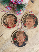 Load image into Gallery viewer, Personalised Photo Bauble Silver Belle Design
