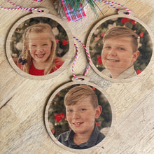 Load image into Gallery viewer, Personalised Photo Bauble Silver Belle Design
