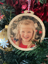 Load image into Gallery viewer, Personalised Photo Bauble Silver Belle Design
