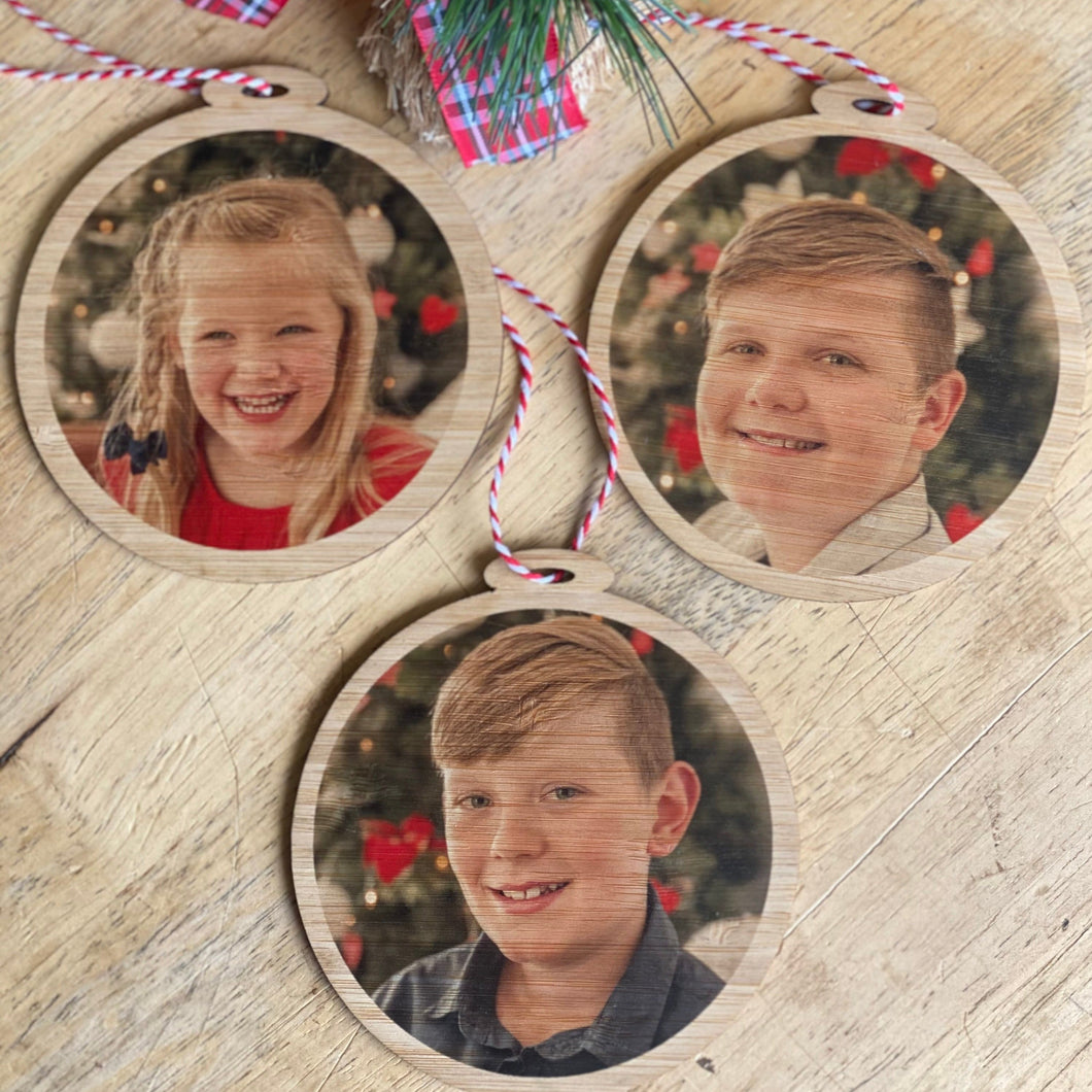 Personalised Photo Bauble Silver Belle Design