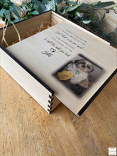 Load image into Gallery viewer, Personalised Timber Pet Ashes Keepsake box Silver Belle Design
