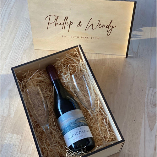 Personalised Wine Gift Box Silver Belle Design