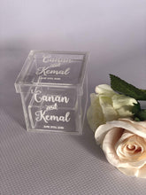Load image into Gallery viewer, Ring Box Acrylic Square Silver Belle Design
