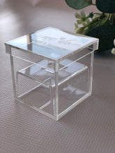 Load image into Gallery viewer, Ring Box Acrylic Square Silver Belle Design
