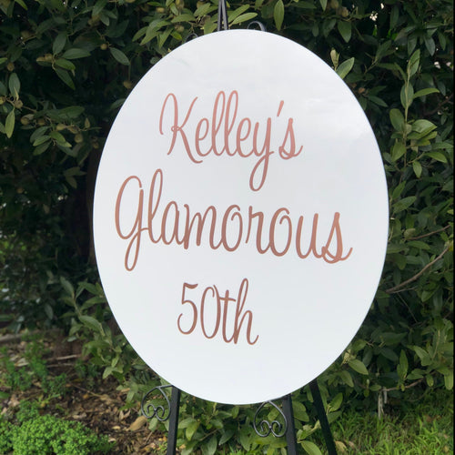 Round Acrylic Sign - Glamorous Silver Belle Design