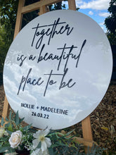 Load image into Gallery viewer, Round Acrylic Sign - Together is a beautiful place to be Silver Belle Design
