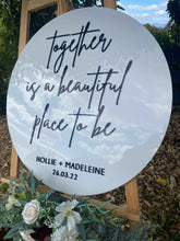 Load image into Gallery viewer, Round Acrylic Sign - Together is a beautiful place to be Silver Belle Design
