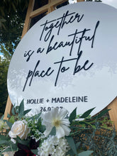 Load image into Gallery viewer, Round Acrylic Sign - Together is a beautiful place to be Silver Belle Design
