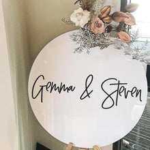 Load image into Gallery viewer, Round Wooden Welcome Sign Silver Belle Design
