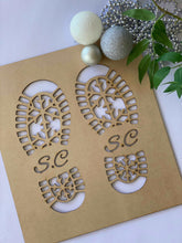 Load image into Gallery viewer, Santa Footprint Template Silver Belle Design
