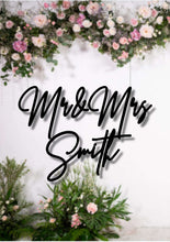 Load image into Gallery viewer, Script Wedding Sign Mr &amp; Mrs Silver Belle Design
