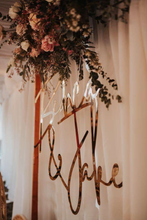 Load image into Gallery viewer, Script Wedding Sign Names Silver Belle Design
