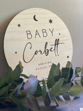 Load image into Gallery viewer, Starlight Baby Announcement Sign Silver Belle Design
