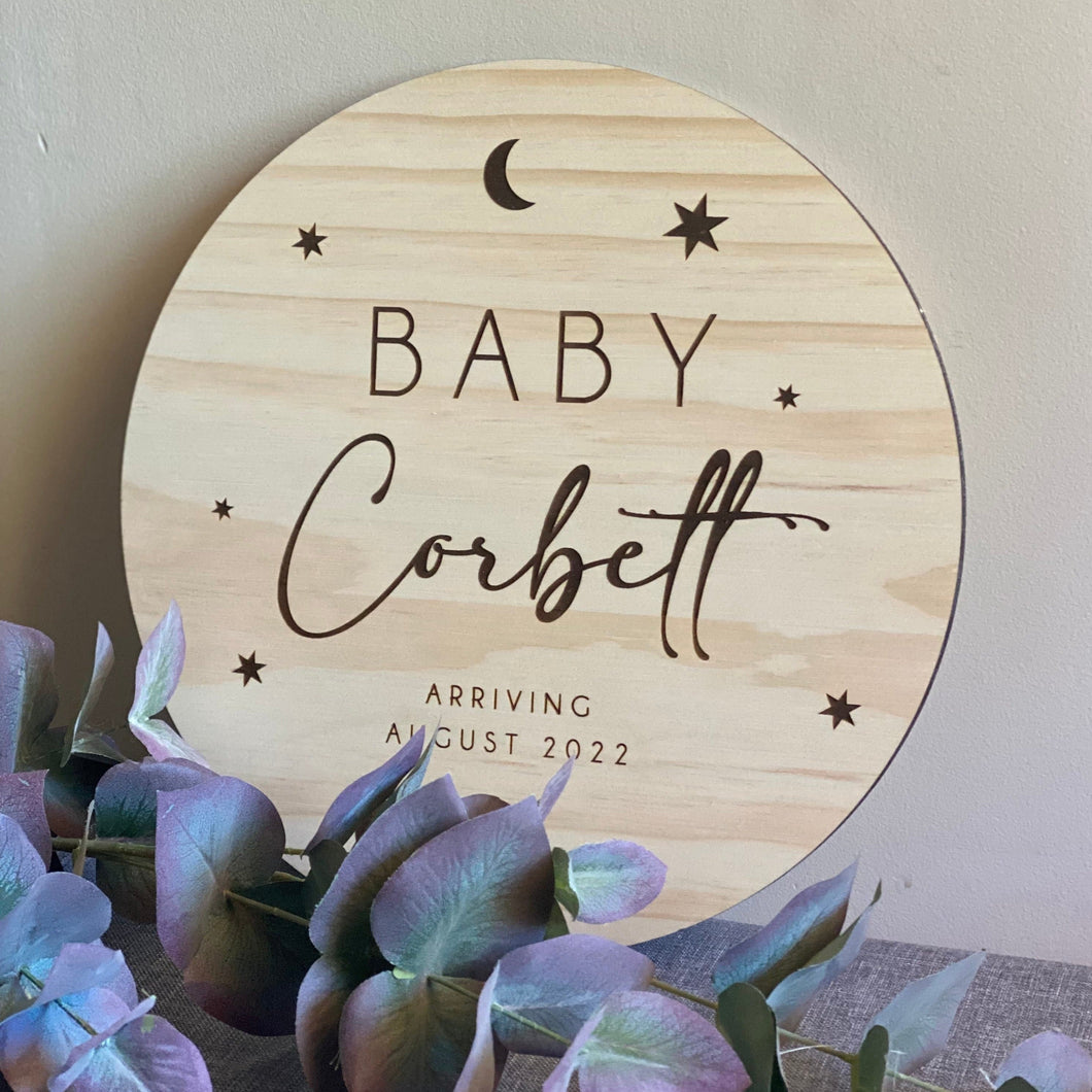 Starlight Baby Announcement Sign Silver Belle Design