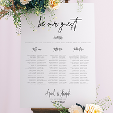 Load image into Gallery viewer, Table Seating Plan - Be Our Guest Modern Script Design Silver Belle Design
