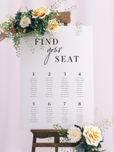 Load image into Gallery viewer, Table Seating Plan - Find Your Seat Modern Script Design Silver Belle Design
