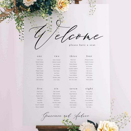 Table Seating Plan - Genevieve Design Silver Belle Design