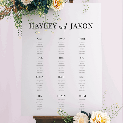 Table Seating Plan - Hayley Design Silver Belle Design