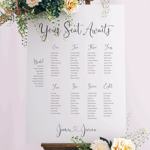 Table Seating Plan - Jenna Design Silver Belle Design