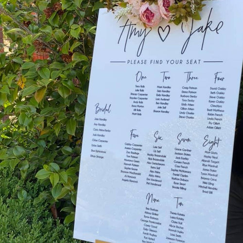 Table Seating Plan Sign - Amy Sign Silver Belle Design