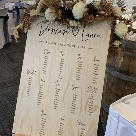 Table Seating Plan Sign - Laura Sign Silver Belle Design