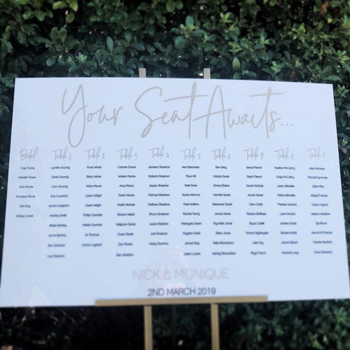 Table Seating Plan Sign - Monique Sign Silver Belle Design