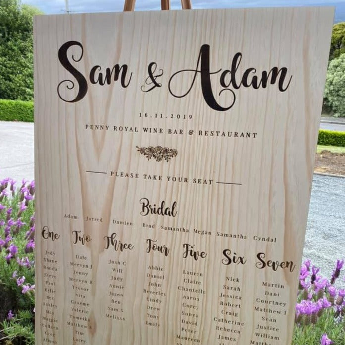 Table Seating Plan Sign - Samantha Sign Silver Belle Design