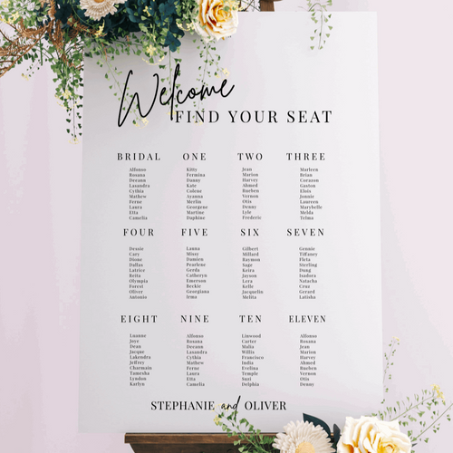 Table Seating Plan - Stephanie Design Silver Belle Design