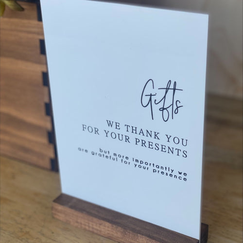 Table Sign - Gifts Silver Belle Design