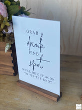 Load image into Gallery viewer, Table Sign - Grab a Drink Silver Belle Design
