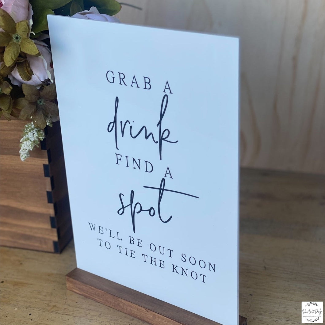 Table Sign - Grab a Drink Silver Belle Design