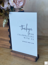 Load image into Gallery viewer, Table Sign - Thank You for Celebrating Silver Belle Design
