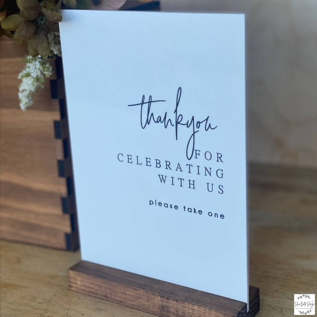Table Sign - Thank You for Celebrating Silver Belle Design
