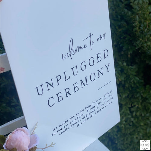 Table Sign - Unplugged Ceremony Silver Belle Design