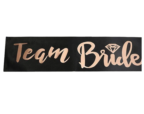 Team Bride Black Rose Gold Silver Belle Design