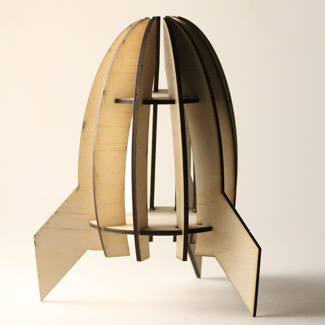 Timber 3D Laser Cut Rocket Ship Silver Belle Design