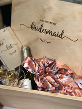 Load image into Gallery viewer, Timber Bridesmaid Proposal Box Silver Belle Design
