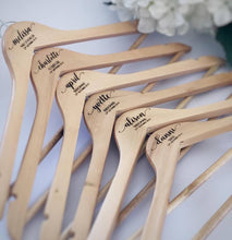 Load image into Gallery viewer, Timber Engraved Coat Hangers Personalised Silver Belle Design
