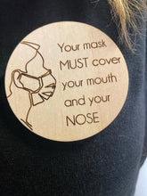Load image into Gallery viewer, Timber Engraved Name Tags - Face Mask Silver Belle Design

