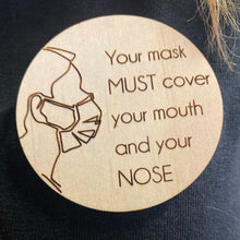 Load image into Gallery viewer, Timber Engraved Name Tags - Face Mask Silver Belle Design

