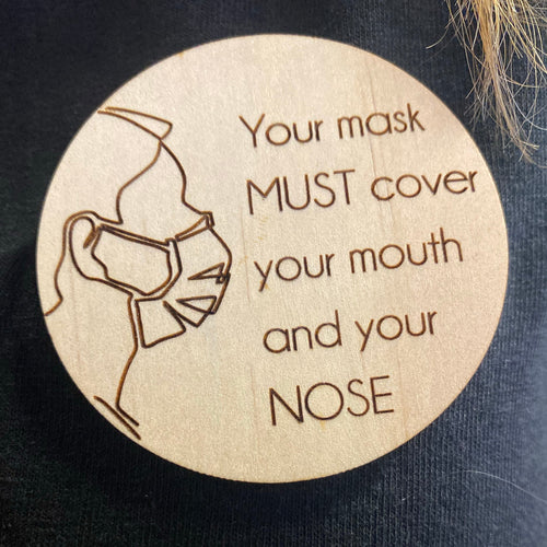Timber Engraved Name Tags - Face Mask Silver Belle Design