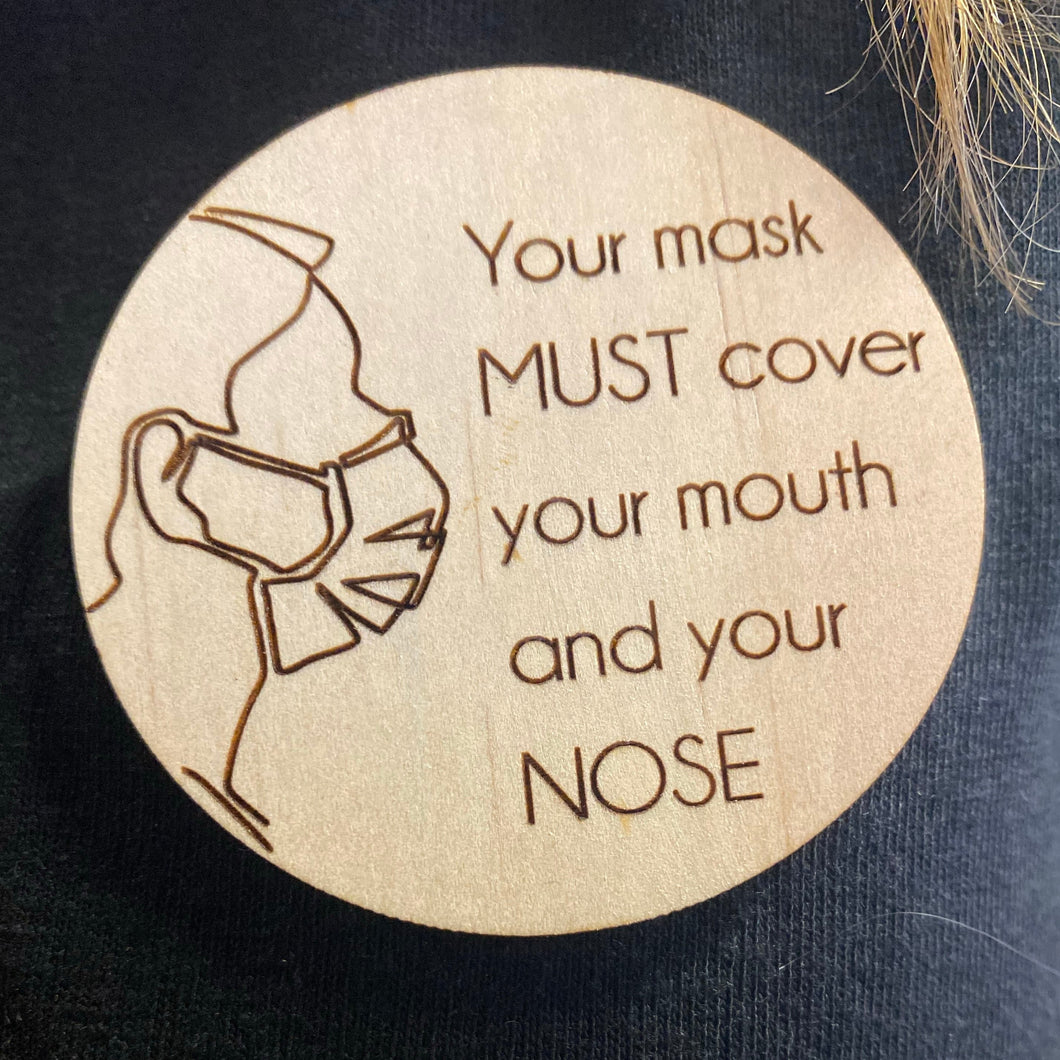 Timber Engraved Name Tags - Face Mask Silver Belle Design
