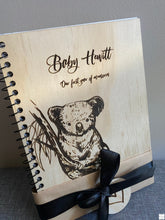 Load image into Gallery viewer, Timber Engraved Notebook - Koala Silver Belle Design
