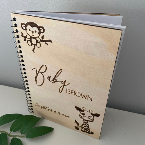 Timber Engraved Notebook Silver Belle Design