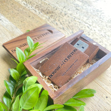 Load image into Gallery viewer, Timber Engraved USB - Customized USB with Box Silver Belle Design
