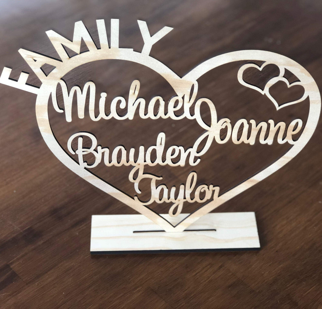 Timber Family Heart Sign Silver Belle Design