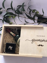 Load image into Gallery viewer, Timber Groomsmen Proposal Box Silver Belle Design
