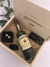 Load image into Gallery viewer, Timber Groomsmen Proposal Box Silver Belle Design
