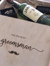 Load image into Gallery viewer, Timber Groomsmen Proposal Box Silver Belle Design
